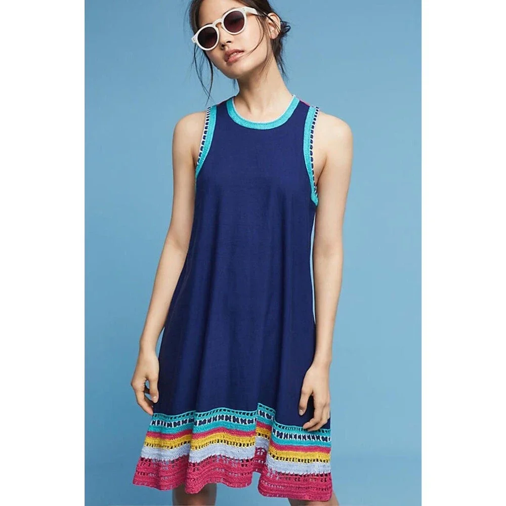 NWOT Akemi + Kin Anthropologie Crochet Trim Swing Dress